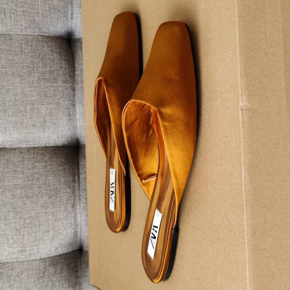 Zara Flat Satin Mules